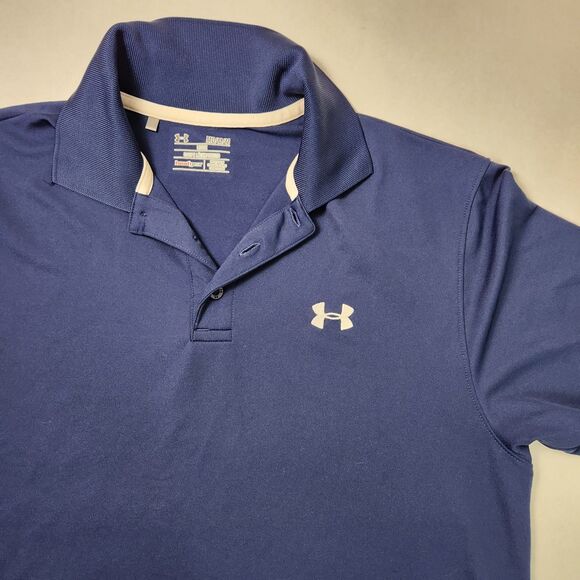 Under Armour 1251484 Men's UA Freedom Logo Short Slv. Polo Golf Shirt Navy - Picture 5 of 7
